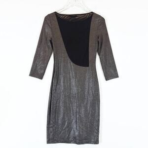 Alice + Olivia Long Sleeve Metallic Mesh Cut Out Mini Dress Womens 4 Party Glam